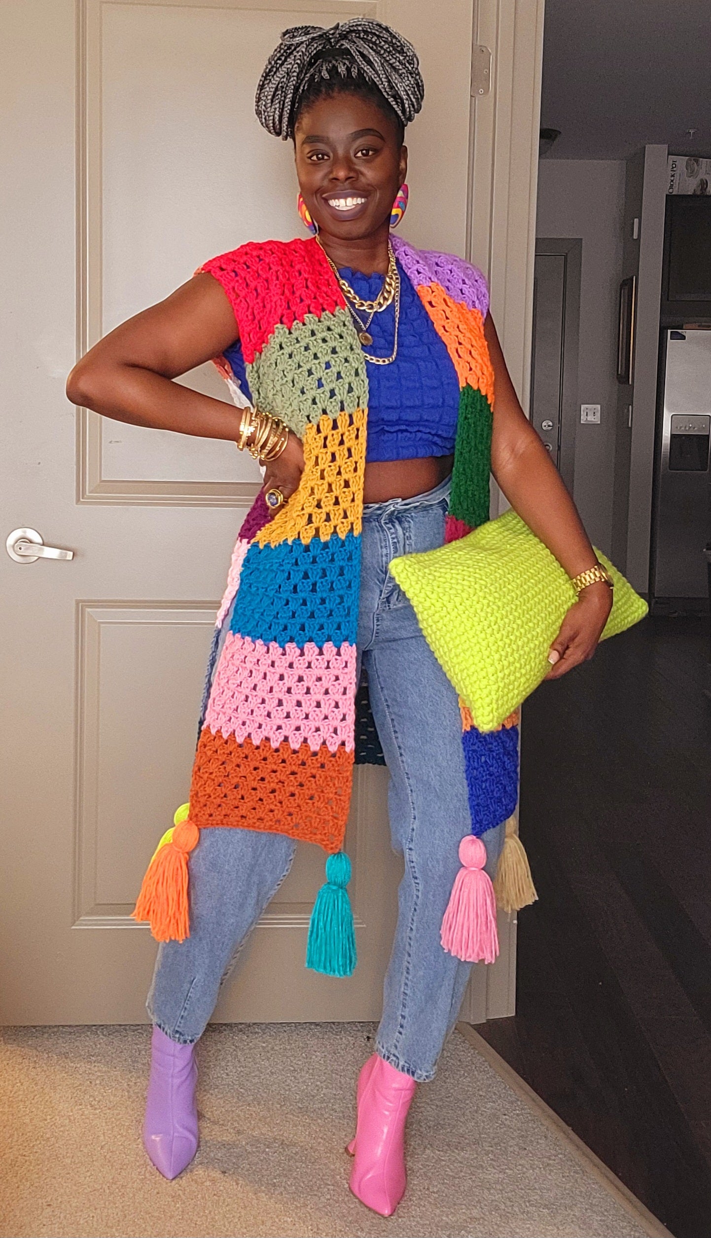 Colorblock Vest Cardigan