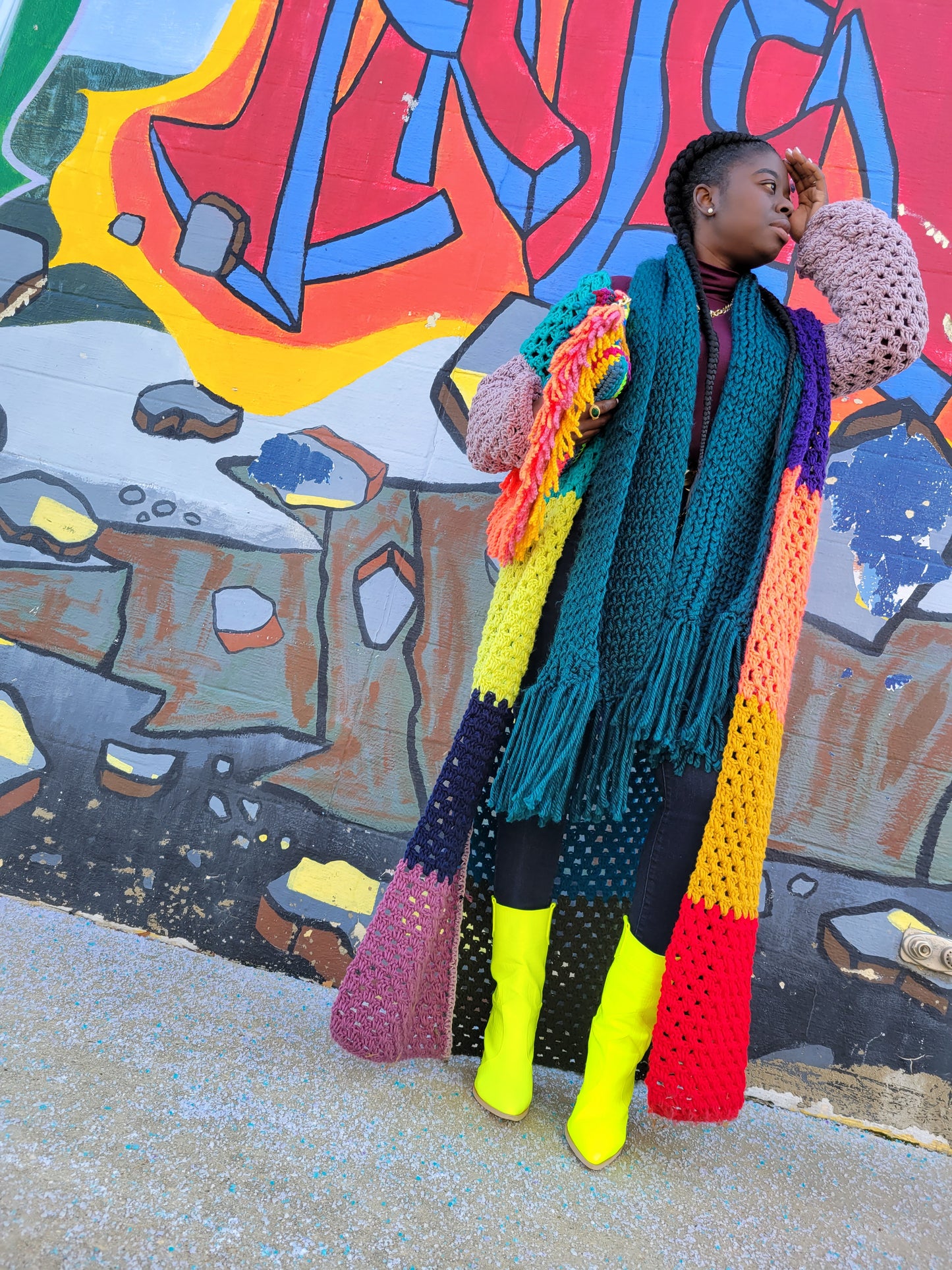 Colorblock Maxi Cardigan