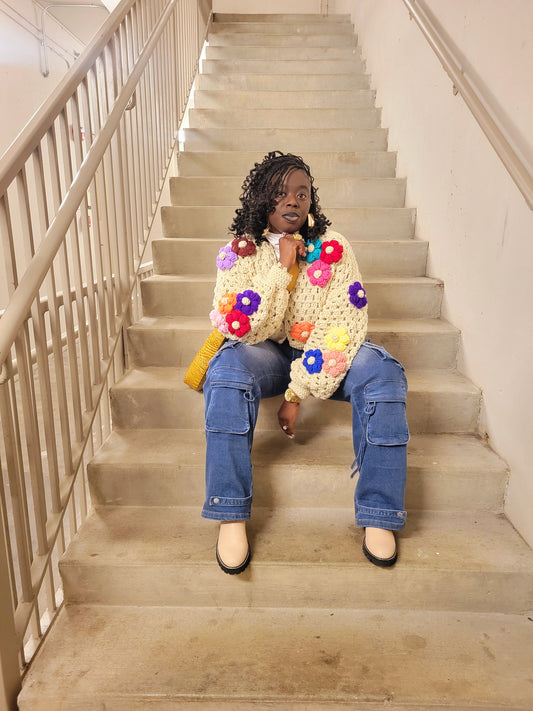 Flower Puff Crop Cardi