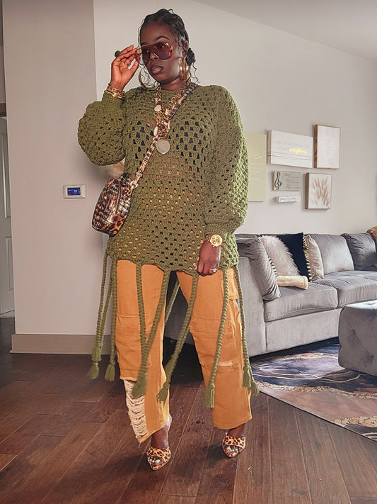 Braided Fringe Sweater