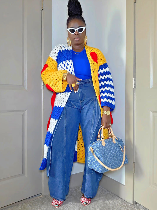 Nautical Polka Stripe Cardigan