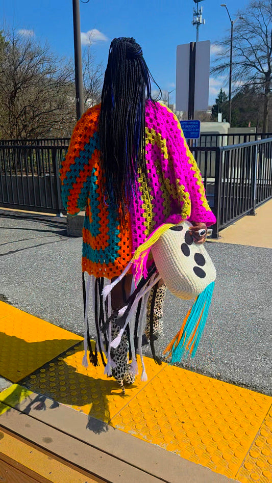 Abstract Colorblock Cardigan