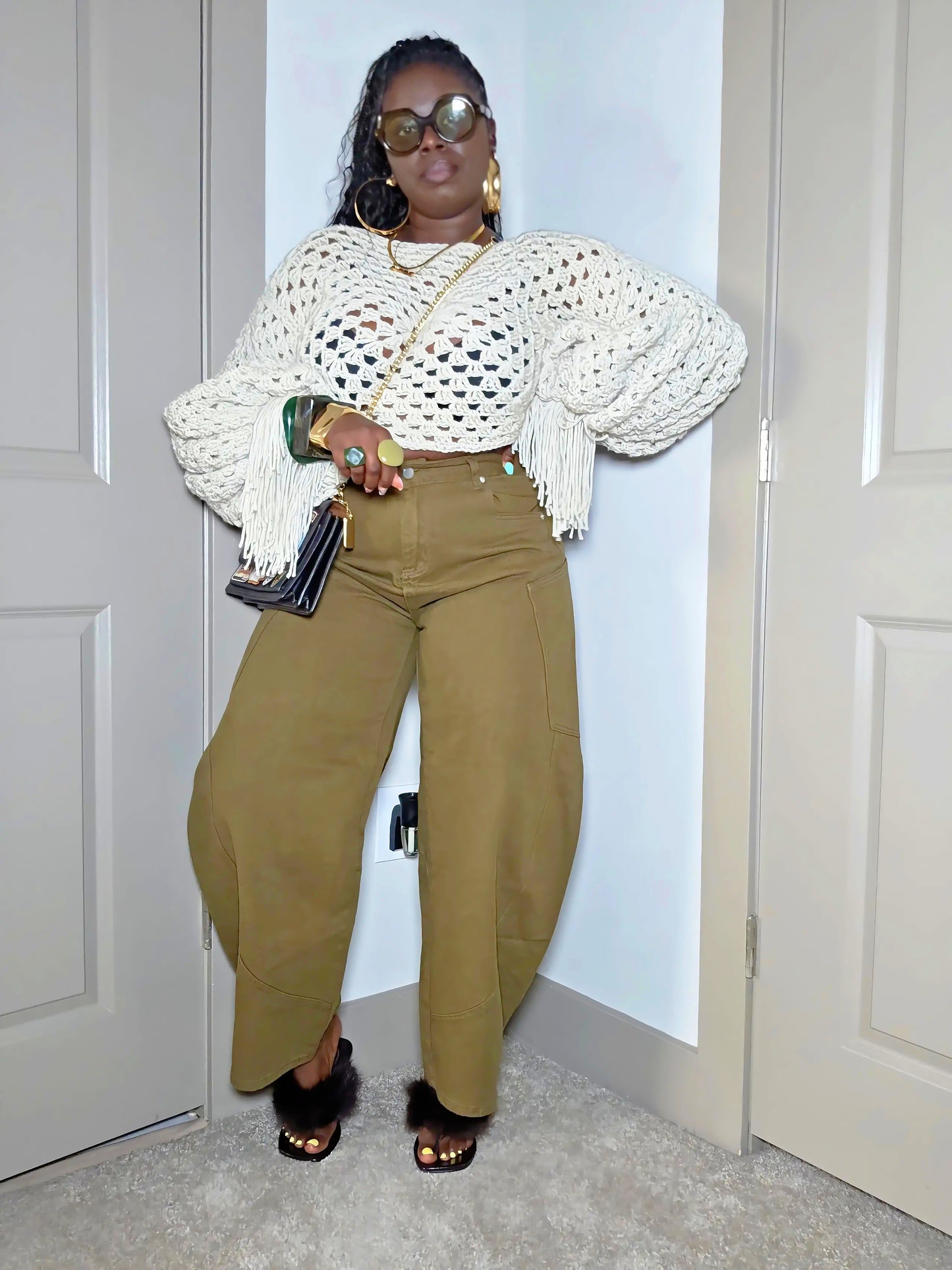 Crop Bubble Sleeve Top