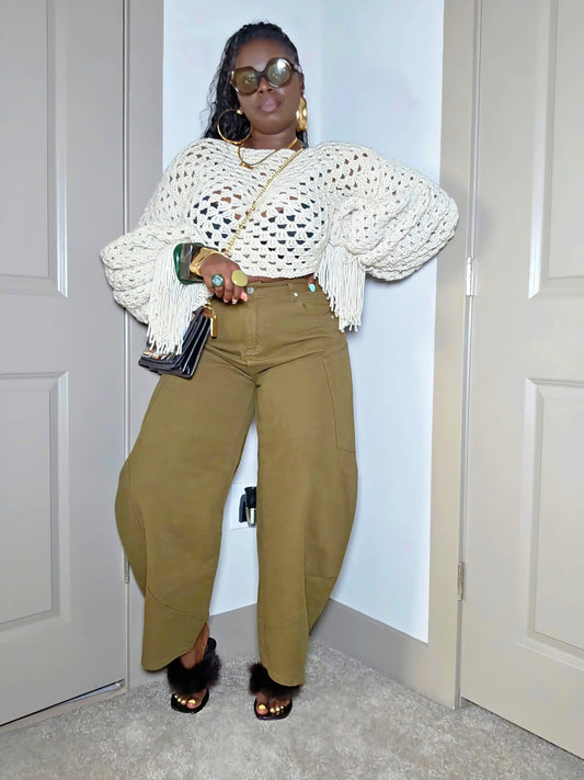 Crop Bubble Sleeve Top