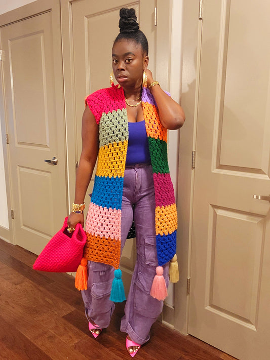 Colorblock Vest Cardigan